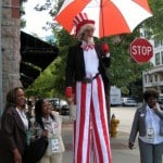 Uncle Sam at the DNC in Denver, greeting delegates from Alabama