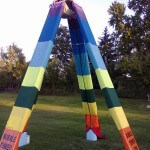 New rainbow Bubble Tower made from recycled rental table cloths
