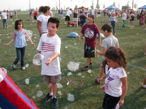 Bubbles on the turf!